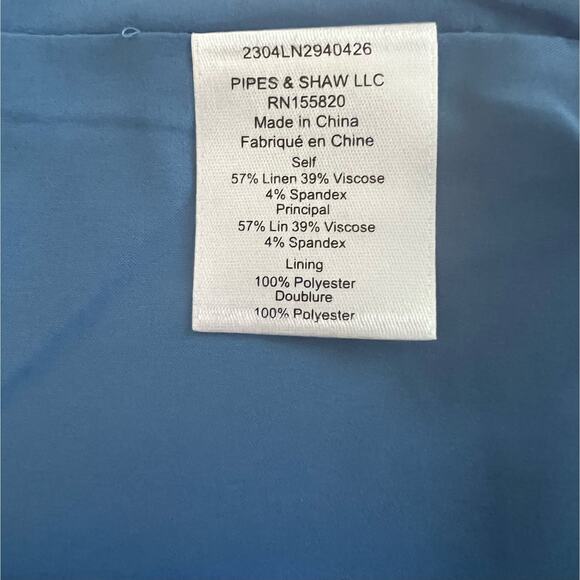 Veronica Beard Ziene Linen Blend Bustier Top In Light Blue Multi Size 12 - Picture 11 of 12